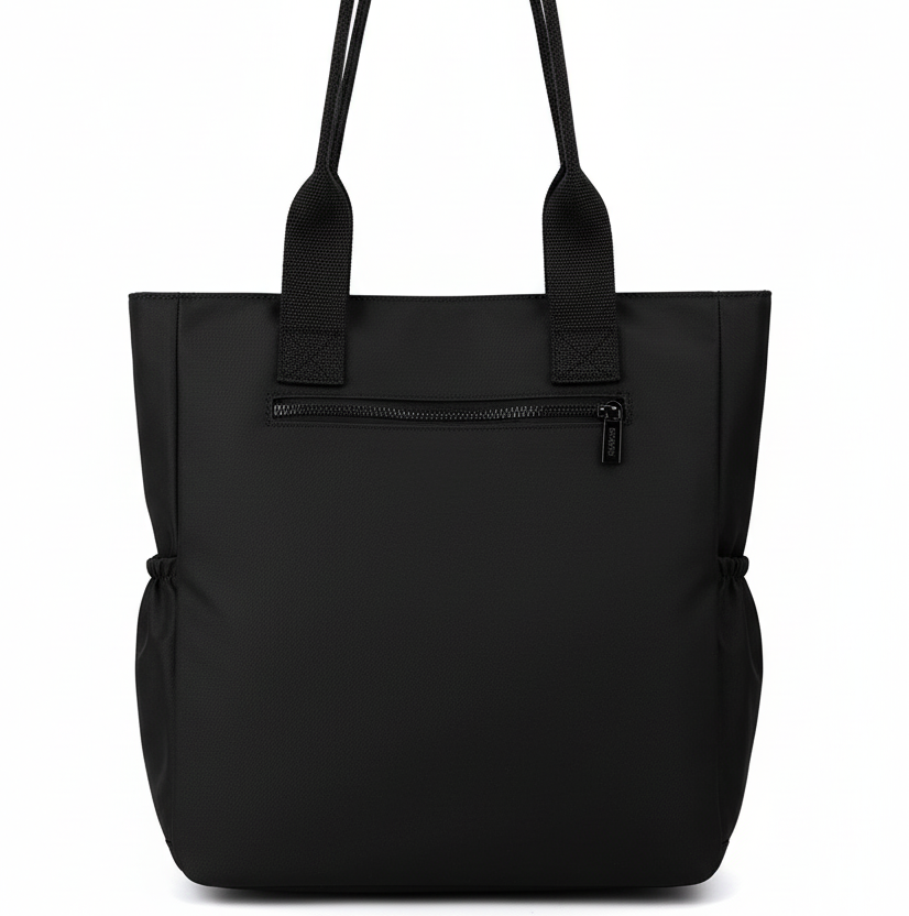 All-black tote bag - front view