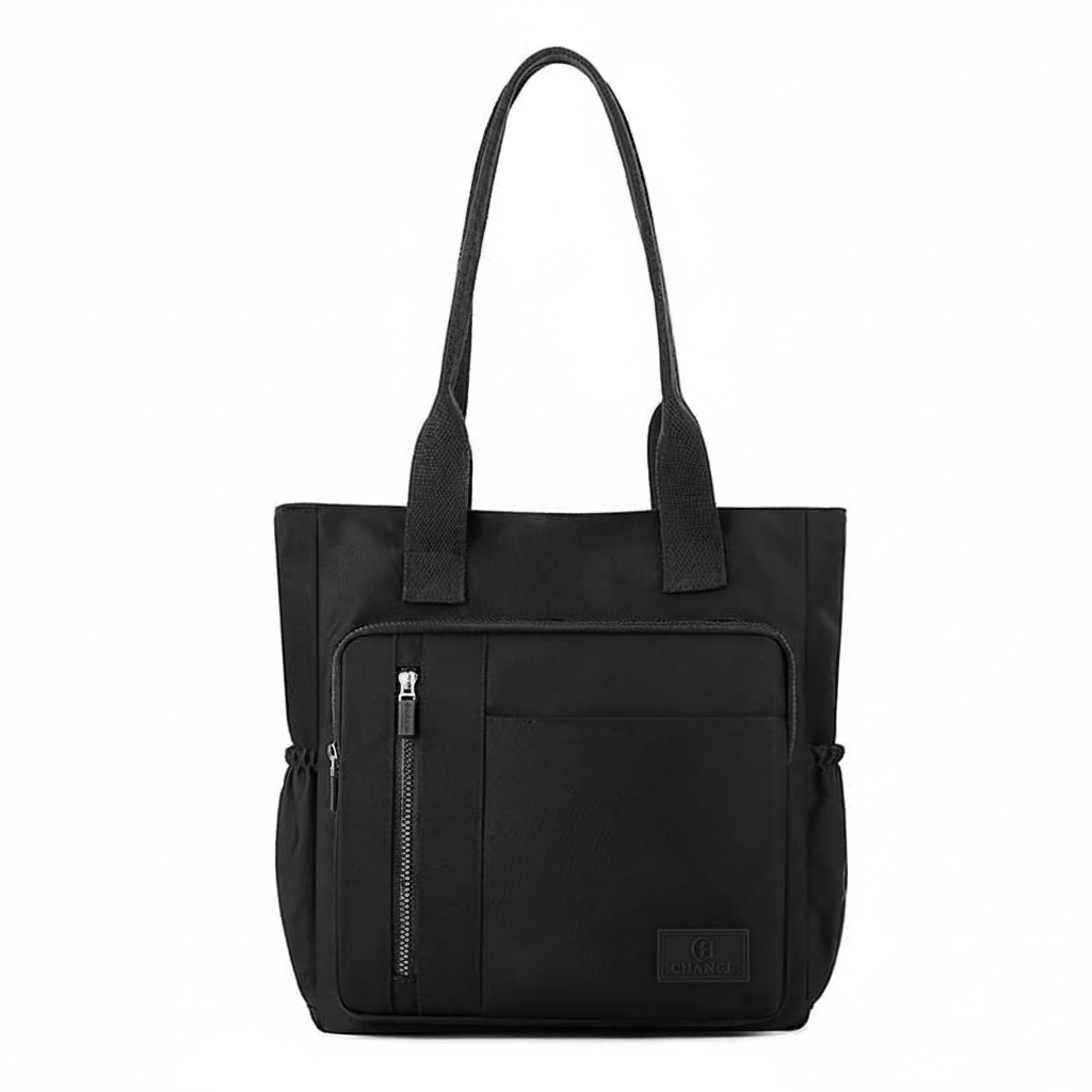 Black tote bag with CHANCE logo