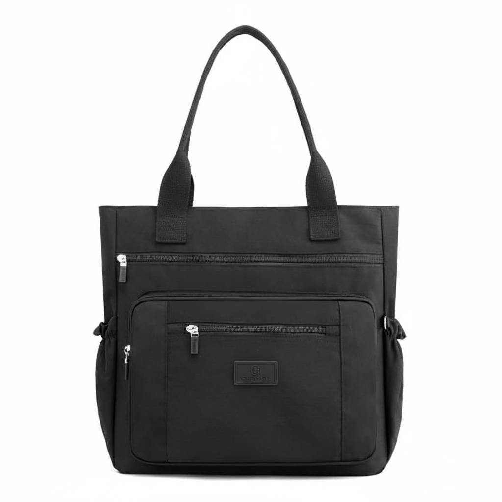 Bold Black Tote Bag with black CHANCE logo