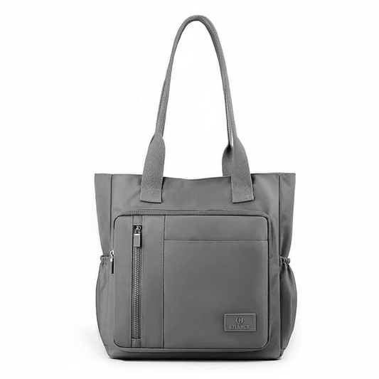 Gray tote bag with accurate CHANCE logo