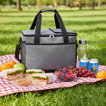Large Lunch Bag - Grey - Picnic scene regenerated