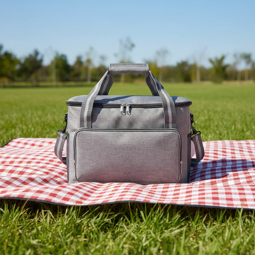 Medium Lunch Bag - Grey - Picnic scene