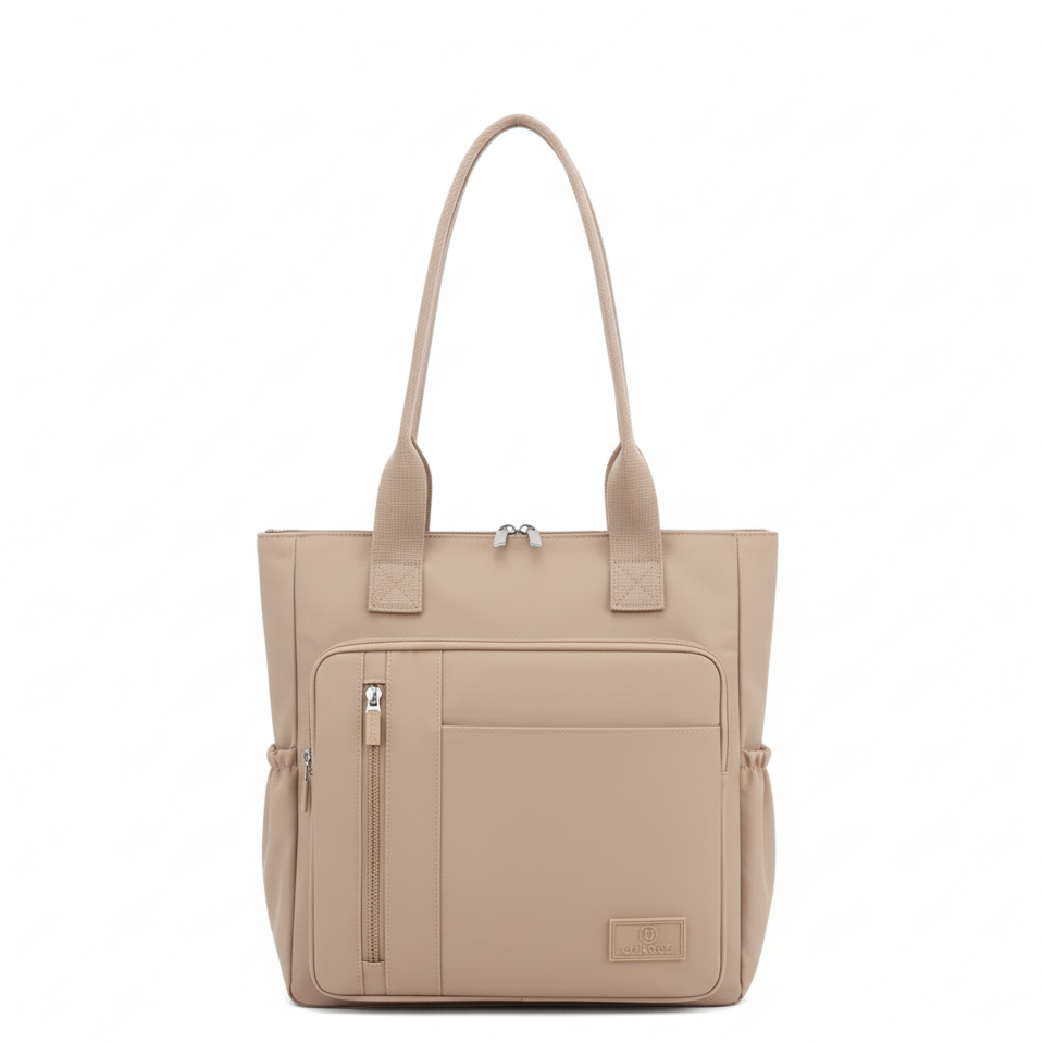 Navy tote in beige color